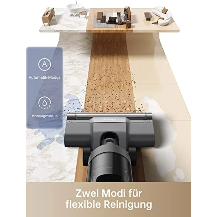dreame H12 Core Nass-Trocken-Staubsauger, Leichter, kabelloser Staubsauger und Mopp, Intelligente Schmutzerkennung, automatische Selbstreinigung, Grau – Bild 3