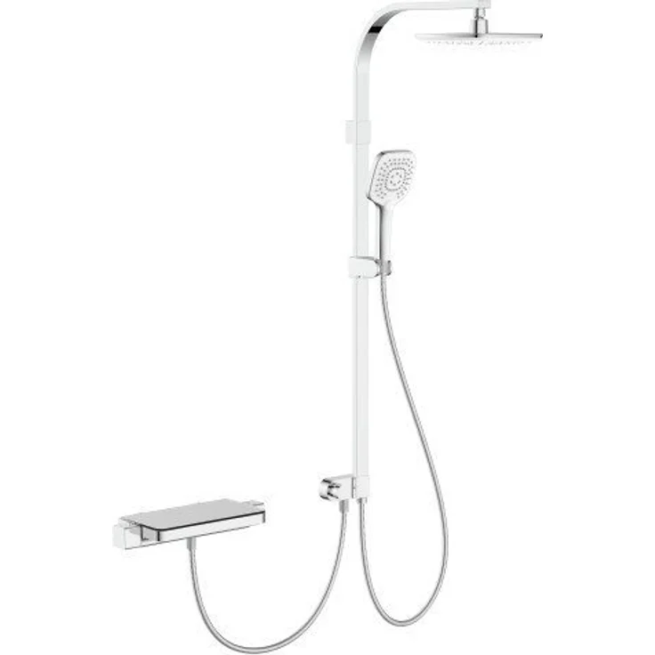 Primaster Duschsystem Water Stream, Duschsystem mit Thermostatarmatur, chrom, 3 Strahlarten, Ablage