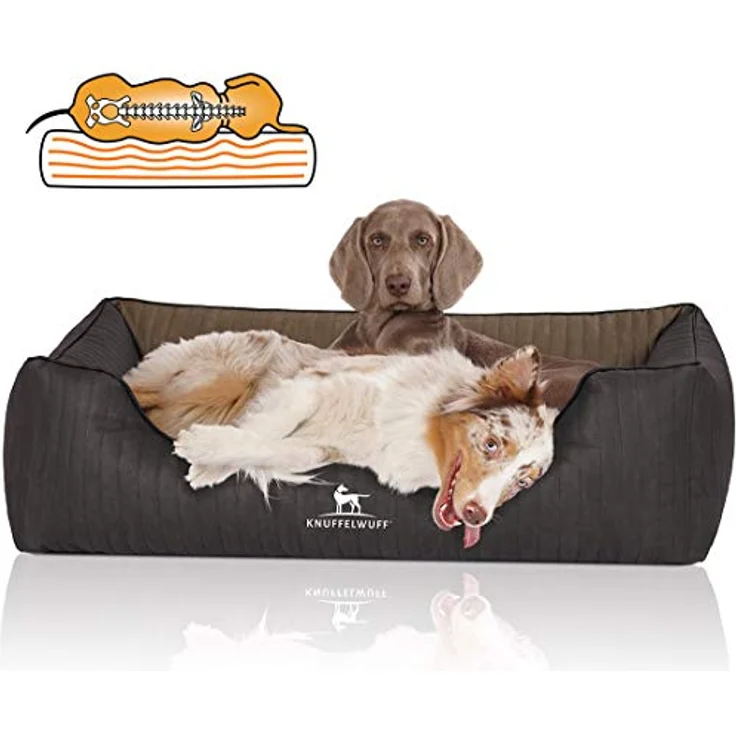 Knuffelwuff Orthopädisches Hundebett Outback XXL 120 x 85cm in Schwarz/Taupe - Formstabil, gelenkschonend, leicht zu reinigen - für große, mittelgroße und kleine Hunde – Bild 1