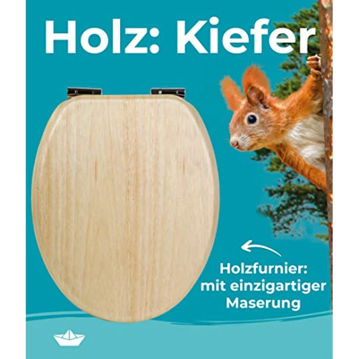 Calmwaters WC Sitz Modern Wellness, Absenkautomatik aus Kiefer Holz, individuelle Maserung, universelle O-Form, bis 150 kg belastbar – Bild 7