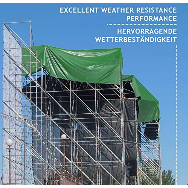 Jago Abdeckplane - 650 g-m², Wasserdicht & Reißfest, Aluminiumösen, Grün, 4 x 3 m, Beidseitig Beschichtet - Schutzplane, LKW Plane Gewebeplane, Regenplane – Bild 7