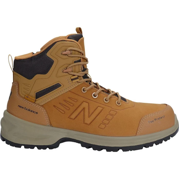 New Balance Calibre S3L, Sicherheits-Hochschuh aus wasserdichtem Nubukleder, Camel, T.41.5, rutschhemmende Laufsohle, durchtrittsicher, flughafenfreundlich