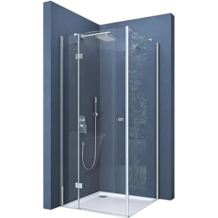 doporro Eck-Duschkabine 90x90cm, Duschabtrennung aus ESG-Sicherheitsglas Klarglas mit Easy-Clean-Beschichtung, barrierefreie Montage – Bild 1