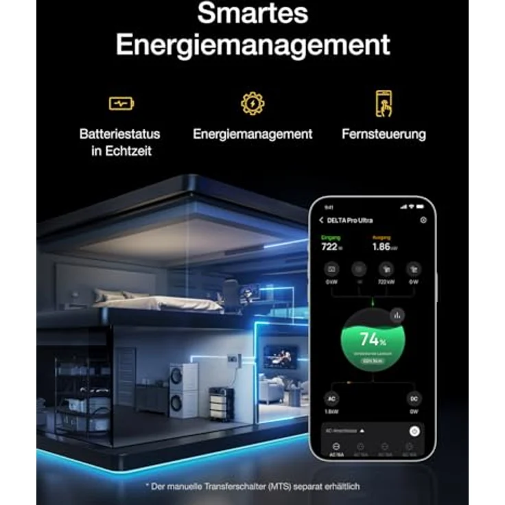 EF ECOFLOW DELTA Pro Ultra tragbare Powerstation 6144 Wh, 6900 W AC-Ausgang, erweiterbar auf 30 kWh, App-Steuerung, Solargenerator für Zuhause und Wohnmobile – Bild 5