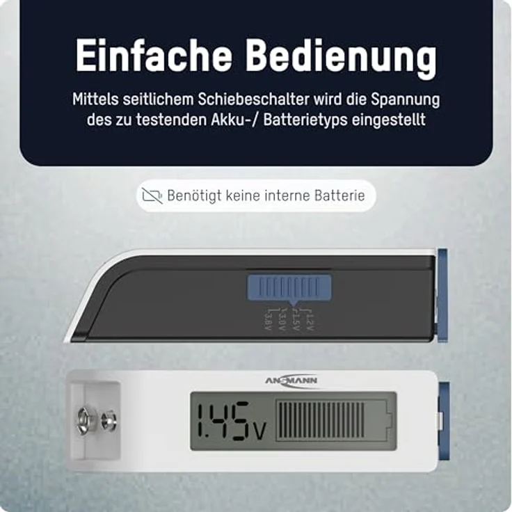 ANSMANN Batterietester Comfort Check 1900-0110, Spannungsprüfer mit großem LC-Display und 22-Segment Balkenanzeige, schwarz – Bild 5