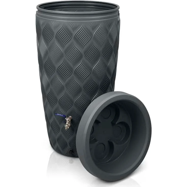 YourCasa Regentonne 240 Liter [Seabreeze] - Design-Highlight mit unglaublichem Fassungsvermögen, frostsicher und nachhaltig (Anthrazit Ohne Wasserhahn) – Bild 1