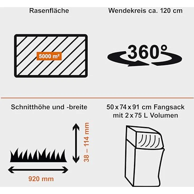 Scheppach Akku-Rasentraktor IXES Akku Aufsitzmäher Rasentraktor 92cm 48V 75Ah Aufsitzrasenmäher, 92 cm Schnittbreite – Bild 3