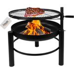 Lemodo Feuerschale mit Grillrost, höhenverstellbarer Schwenkgrill Ø60cm aus Stahl, robust und hitzebeständig