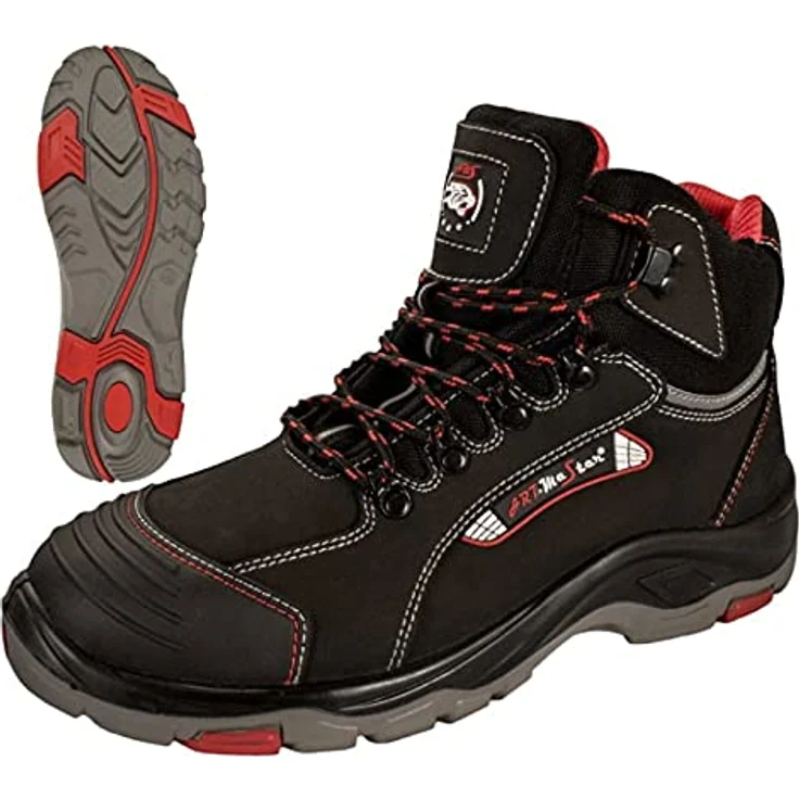 "Artmas Arbeitsstiefel S3 Stahlkappe Arbeitsschuhe Leder Schwarz-Rot (BTNRED)" – Bild 2