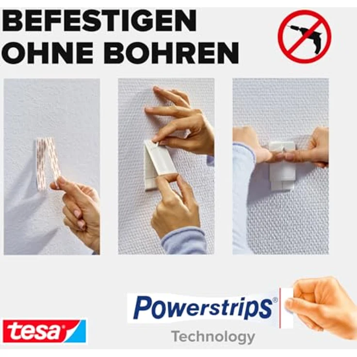 tesa Klebenagel für Tapeten und Putz - Selbstklebende Nägel für empfindliche Oberflächen - Leicht anzubringen und zu entfernen - rückstandslos - 2 x 2kg Halteleistung – Bild 4