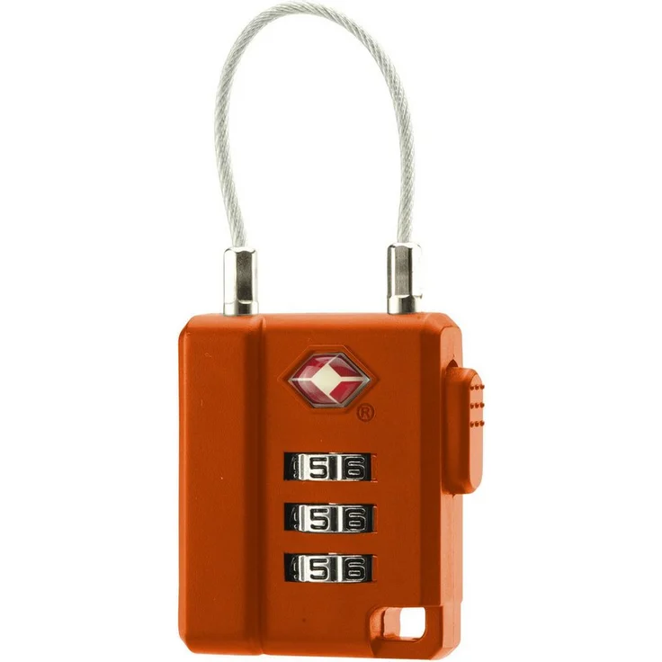 Relags Vorhängeschloss BasicNature 'TSA', Zahlenschloss mit 3-stelligem Zahlencode und Stahlseil, orange – Bild 1