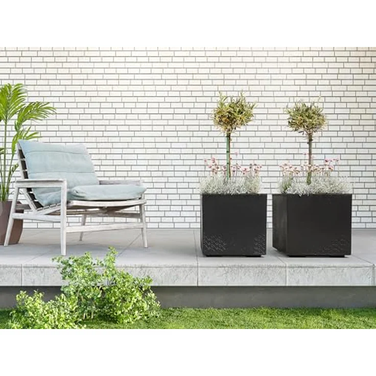 ONDIS24 Pflanzkübel Caro 40, Blumenkübel in Beton Optik mit 36L Volumen, frostsicher, UV-beständig und mit Rollen, 100% recycelter Kunststoff – Bild 2