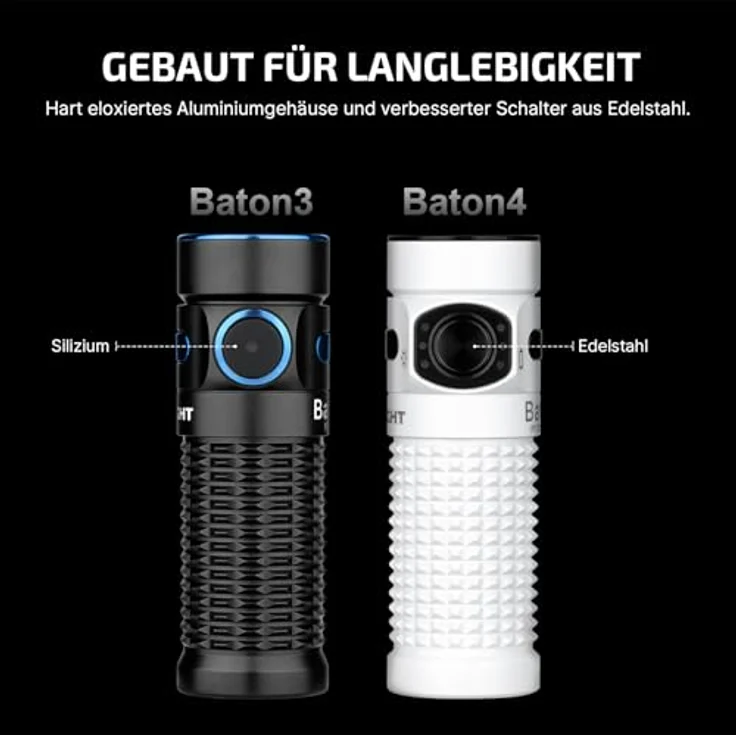 OLIGHT Baton 4 kit Mini LED Taschenlampe, wiederaufladbar mit Ladecase, 1300 Lumen, 190 Tage Laufzeit, kompakt und leistungsstark – Bild 3