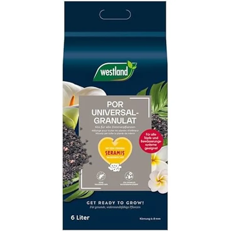 Westland Por Universal Pflanzgranulat Mix, 6 L, für Innen & Außen, braun-anthrazit, mit optimaler Drainage und Wasserspeicherung