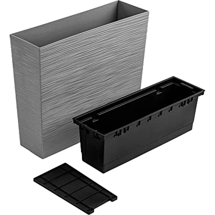 Macetero color cemento, con depósito, colección FURU, de 58 x 18 x 49,8 cm, capacidad de 12 L. – Bild 3