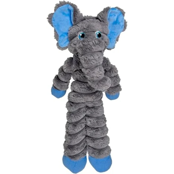 KONG Shakers Crumples Elephant, Jumbo-Plüschspielzeug mit Grunzgeräusch und knisternden Armen, grau – Bild 1