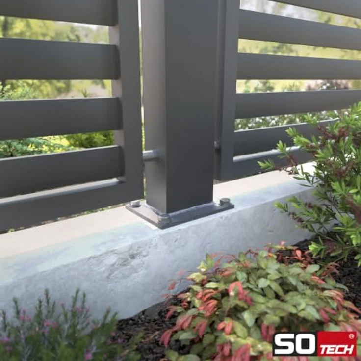 SOTECH Anschweißplatte 100 x 100 x 5 mm, Stahl Q235 schwarz unbehandelt, 4 Befestigungslöcher Ø13 mm – Bild 2