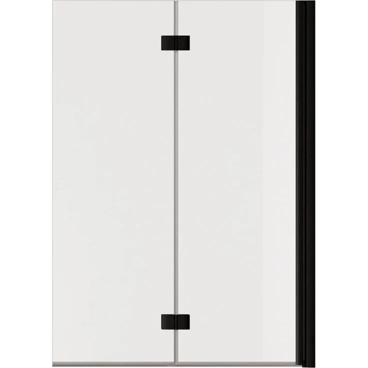 Schöner Wohnen Badewannenaufsatz Elara, Duschwand 140 cm x 100 cm, Mattschwarz, 2-teilig, klappbar