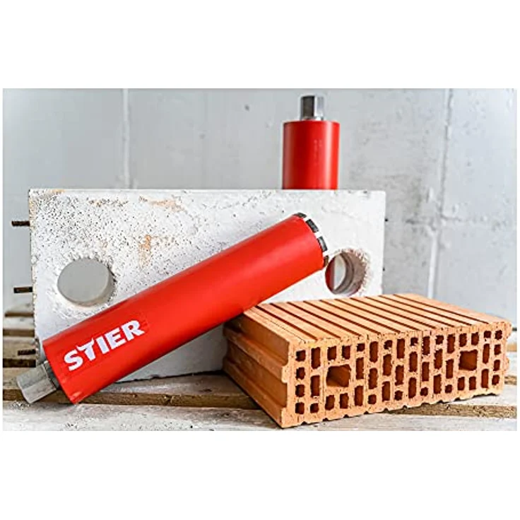 STIER Nass-Diamantbohrkrone, Ø 22 mm, 1/2 Zoll Aufnahme, Nutzlänge 320 mm, ideal für genaue und effiziente Bohrungen in Stahlbeton, Naturstein, Kunststein, hohe Standfestigkeit – Bild 3