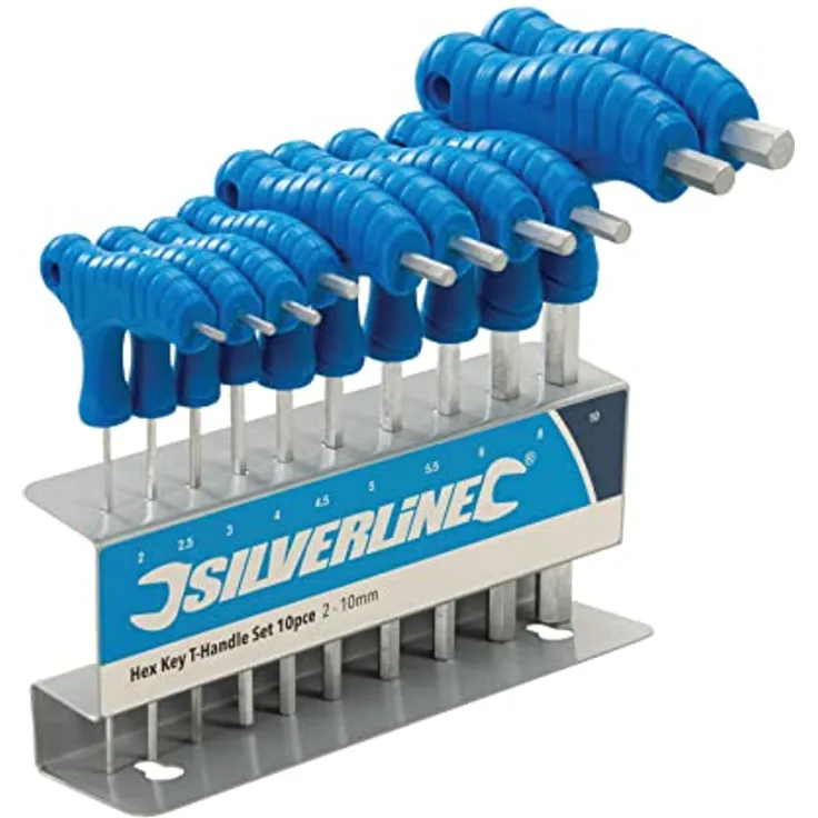 Silverline Innensechskant-Stiftschlüssel mit Quergriffen, 10-tlg. Satz, 2??10 mm