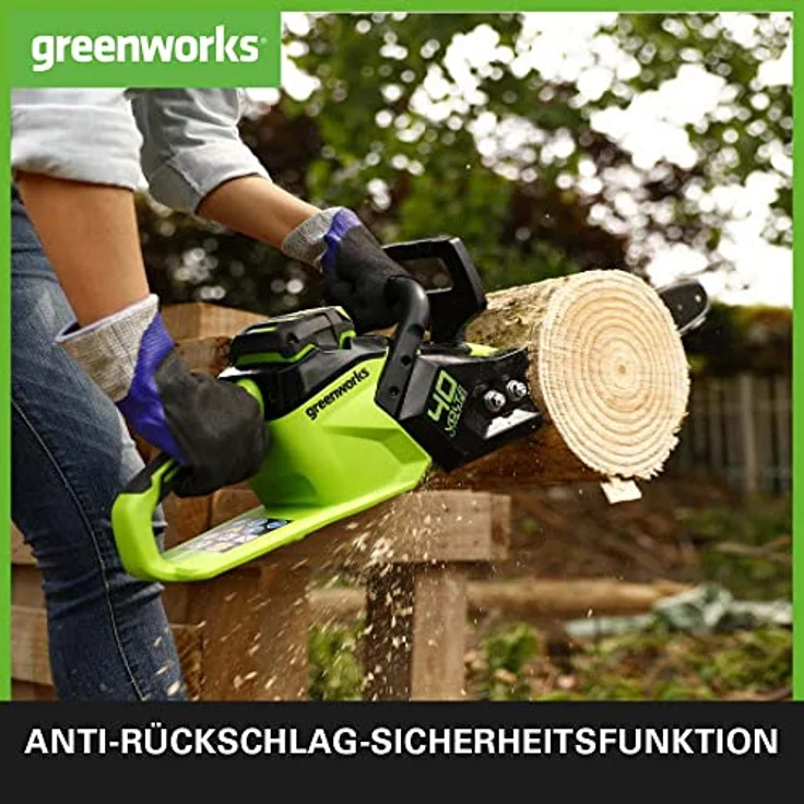 Greenworks Akku-Kettensäge 40 V 1,5 KW (ohne Akku und Ladegerät) -2005707, Grün – Bild 4