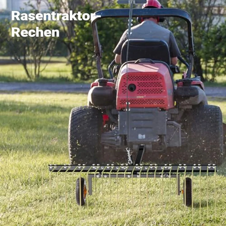Wiltec Rasentraktor Rechen mit 148 cm Arbeitsbreite, Rasenlüfter und Vertikutierer, für Aufsitzmäher, ATV und UTV, schwarz – Bild 2