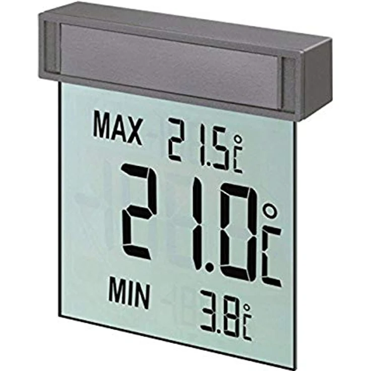 TFA Dostmann Vision digitales Fensterthermometer, 30.1025, großes Display mit Außentemperatur, Silber, L 97 x B 22 x H 105 mm - Preisvergleich – Bild 1