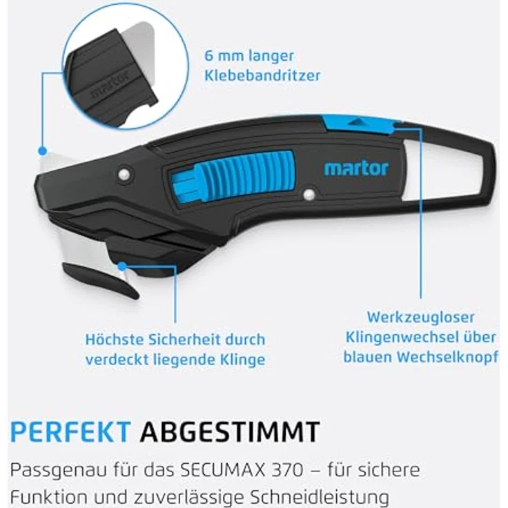 MARTOR SECUMAX-KLINGE 3770, Ersatzklinge aus Stahl und Kunststoff, 58 mm lang, 10 Stück im Klingendöschen – Bild 4