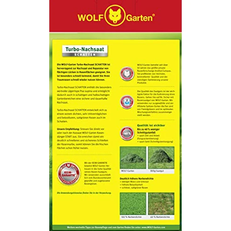 WOLF-Garten Turbo-Nachsaat Schatten Rasen 2 kg für 100m² LR-S100 – Bild 5