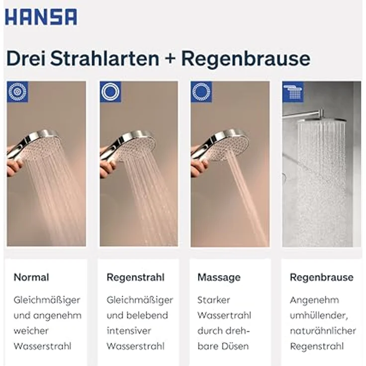 Hansa VIVA Regenbrause-Duscharmatur, Duschsystem mit Thermostat, Thermo Cool, MagShelf, Höhe 1190mm, 65159201 – Bild 3