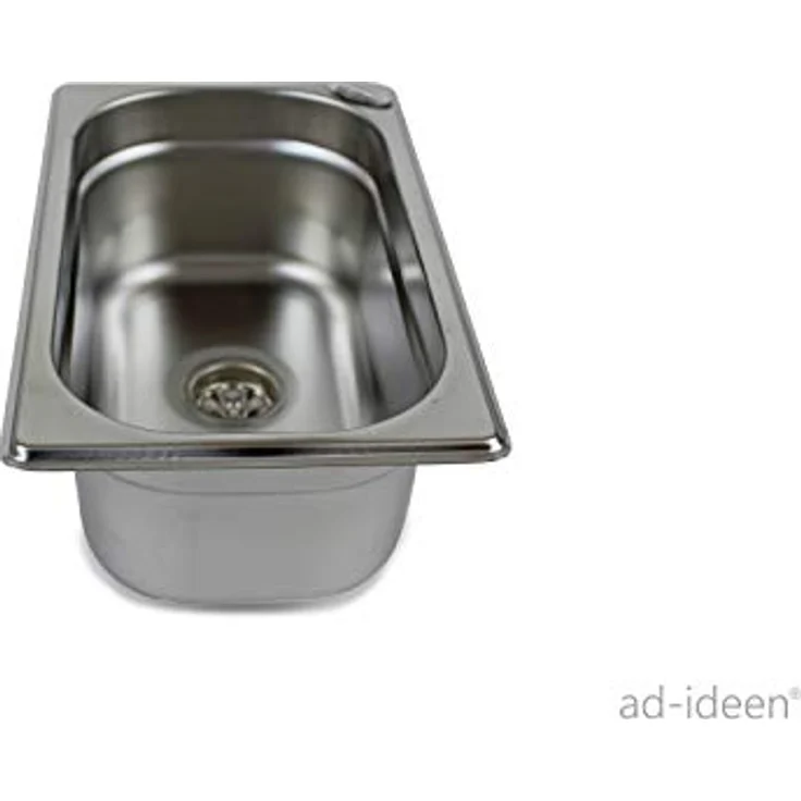 ad-ideen Waschbecken 12V Camping Spüle Bausatz, Edelstahl mit 10L/min Tauchpumpe, für Womo T4 T5 T6, 265x160x100mm – Bild 3
