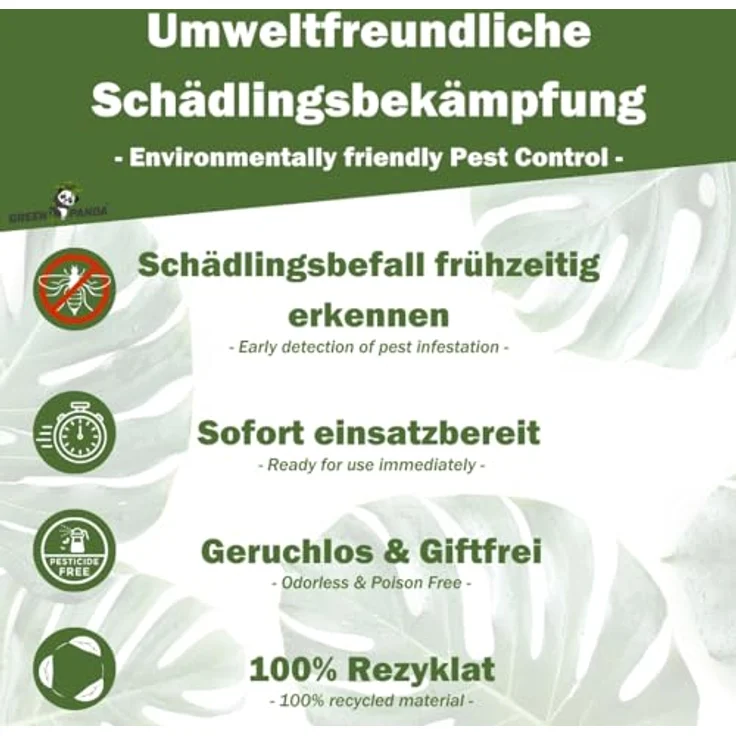 GreenPanda Bio Trauermückenfrei - Effektiv Larven in Erde & Trauermücken bekämpfen - 2in1 Mittel gegen Trauermücken - 2x 40g Anti-Larven Pulversubstrat + 50 Gelbsticker (Set-3tlg.) – Bild 2