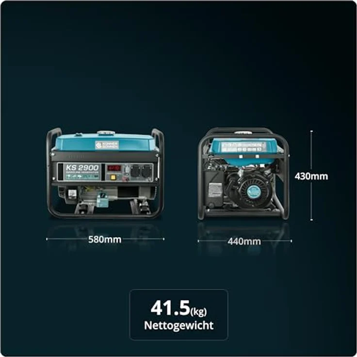 Könner & Söhnen Benzin Stromerzeuger KS 2900, 2900W, 4-Takt Generator mit AVR, 2x 230V, LED-Anzeige und Überlastschutz – Bild 4