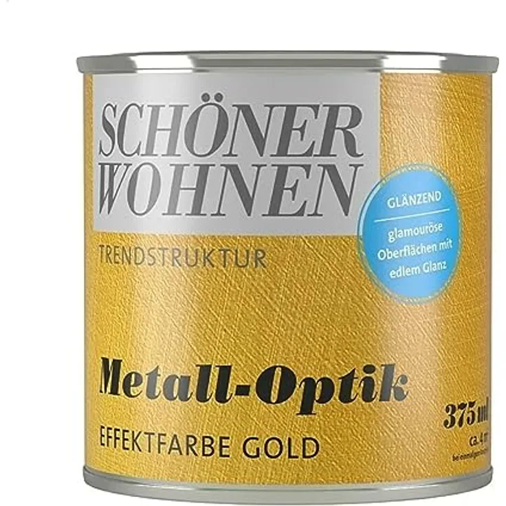 Schöner Wohnen Metall-Optik-Effektfarbe Gold glänzend, 375 ml
