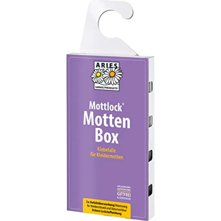 ARIES Mottlock Motten Box – Mottenfalle für Kleidermotten – Klebefalle für Befallsermittlung und nachhaltiger Mottenschutz für den Kleiderschrank – ungiftig und geruchlos
