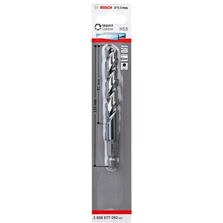 Bosch Accessories 2608577062 HSS Metall-Spiralbohrer, 9 mm Durchmesser, 125 mm Gesamtlänge, für Schlagbohrer, 1 Stück – Bild 1