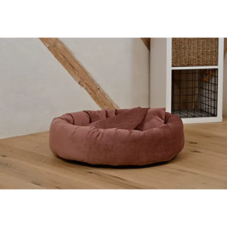 Rohrschneider Hundekissen Kuschelhöhle Denver Samt S-M-L mit Hundekotbeutelset (S, Rosé) – Bild 5