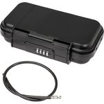 HMF Tresor Tragbarer Safe mit Zahlenschloss, wasserdichter Mini Tresor mit Drahtseil 23,5 x 14,5 x 5,8 cm, schwarz