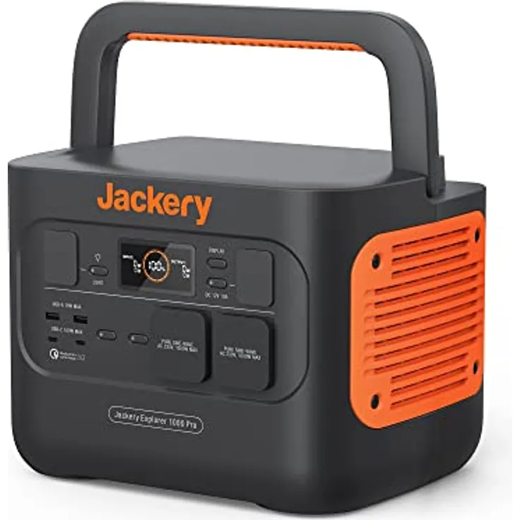 Jackery Explorer 1000 Pro,1002Wh tragbare Powerstation,Solar- und Schnellladung in 1,8 Std. 2* 100W PD, 800W-Eingang, 2x1000W AC-Ausgänge, ideal für Camping und für Notfälle zu Hause.