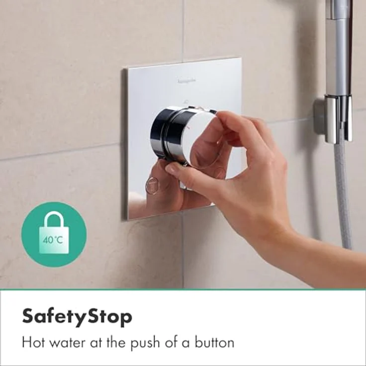 hansgrohe Ecostat Comfort E - Duschthermostat Unterputz mit SafetyStop bei 40°C, 2 Verbraucher, Chrom – Bild 3