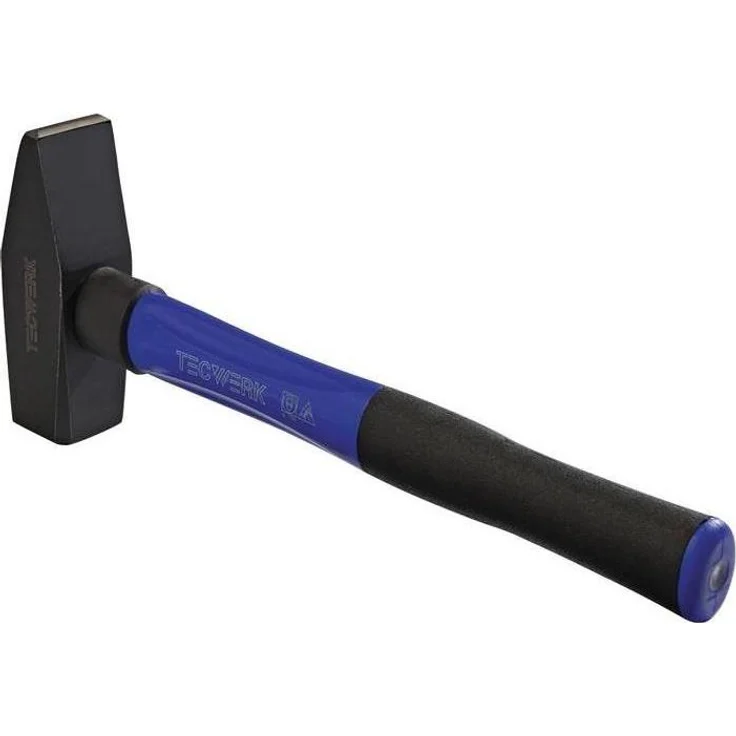 Tecwerk Schlosserhammer 1500 g, mit 3K-Stiel und Stahlschutzhülse, DIN 1041, ergonomisch und vibrationsarm