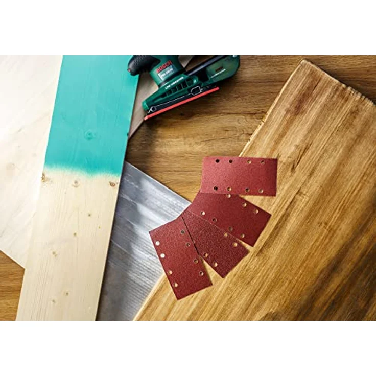 Bosch 25tlg. Schleifblatt-Set zur Spannbügelbefestigung, verschiedene Materialien für Schwingschleifer (Körnung 60-80-120-240, 8 Löcher) - Preisvergleich – Bild 6