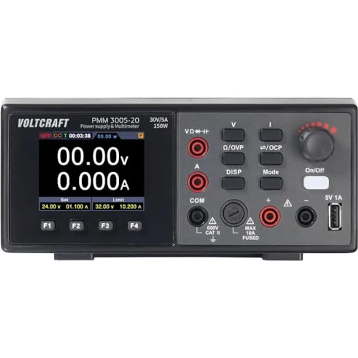 Voltcraft PMM 3005-20 Multimeter und Netzgerät digital CAT II 600 V Anzeige (Counts): 20000 - Voltcraft Digitales Multimeter und Netzgerät (2-in-1) mit 20000 Counts, CAT II 600 V, 1 Ausgang, 0-30 V – Bild 2