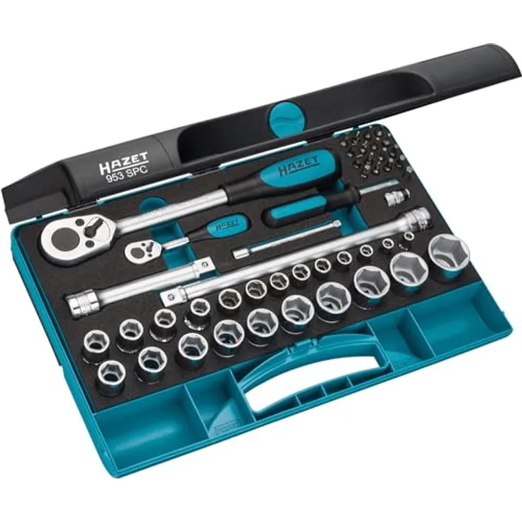 HAZET Steckschlüssel-Satz 953SPC, 1/2 Zoll, 47-teilig mit Safety-Insert-System und SmartCase-Einlage, Made in Germany