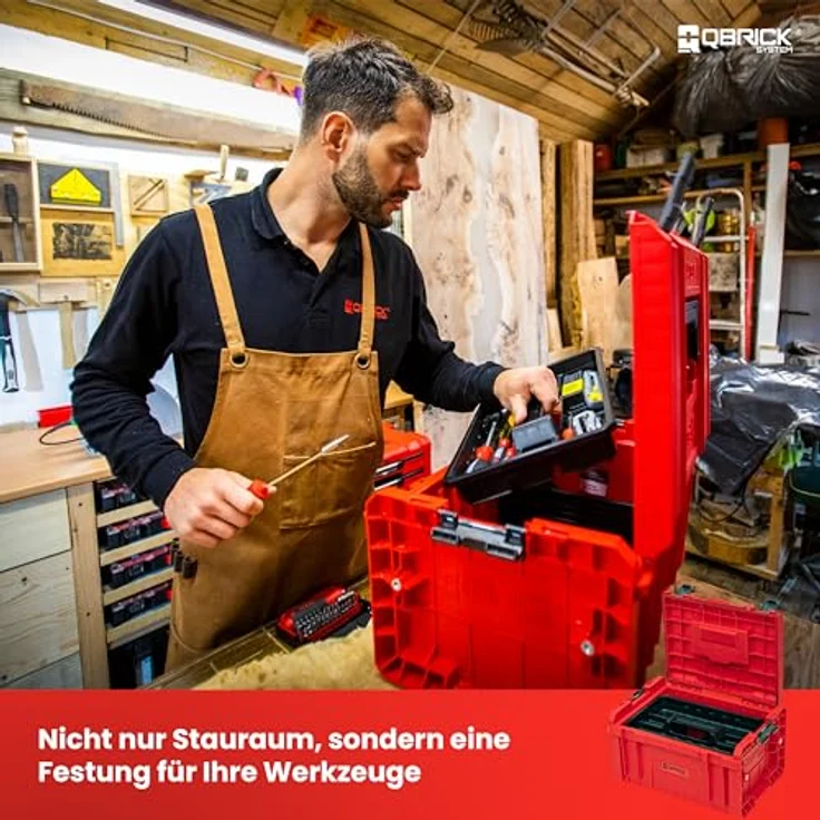 QBRICK System Werkzeugkoffer Qbrick System PRO Toolbox 2.0 RED ULTRA HD Custom 450x260x240mm IP54, Rot – Bild 3