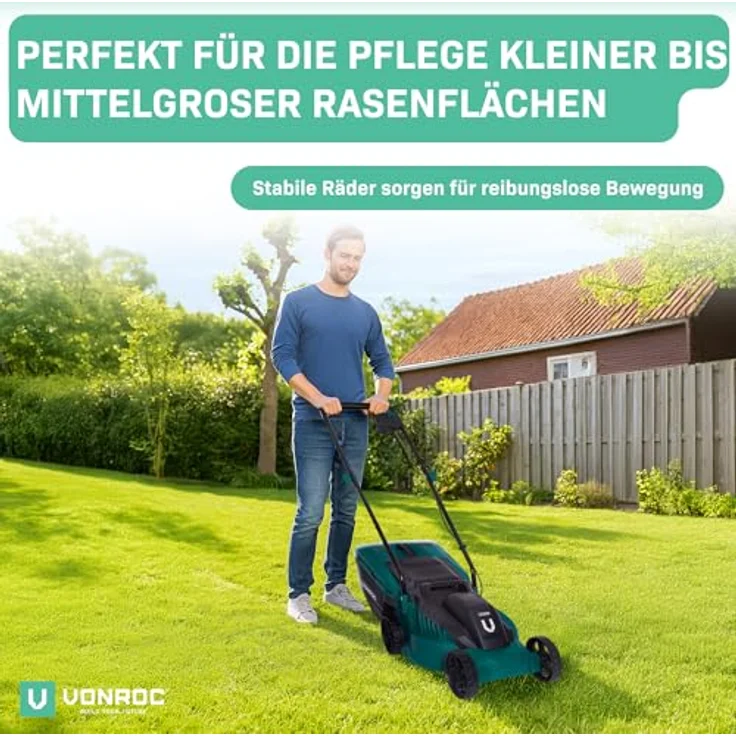 Rasenmäher – 1300 W – 32 cm Schnittbreite – 30 L Grasfangkorb mit Füllstandsanzeige – Einstellbare Schnitthöhe – Bild 7