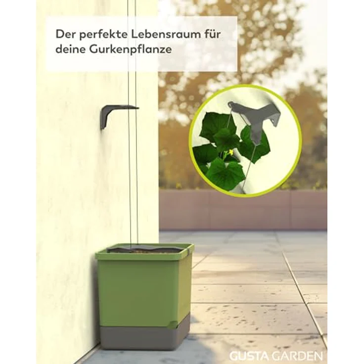 GUSTA GARDEN Curt Cucumber - Selbstbewässernder Gurkentopf mit Ranksystem, 20L Erdvolumen & 4,5L Wassertank, Rankhilfe, UV-Stabil, Made in EU (hellgrau) – Bild 5