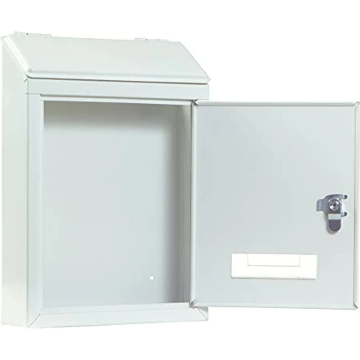 Amig - Außenbriefkasten, Klene Briefkasten für den Außenbereich | Briefkasten für Wände, Mauern oder Türen | Ideal zum Sammeln von Briefen | Aus Stahl | Farbe: Weiß | Maße: 29,5x21x6,2 cm – Bild 4