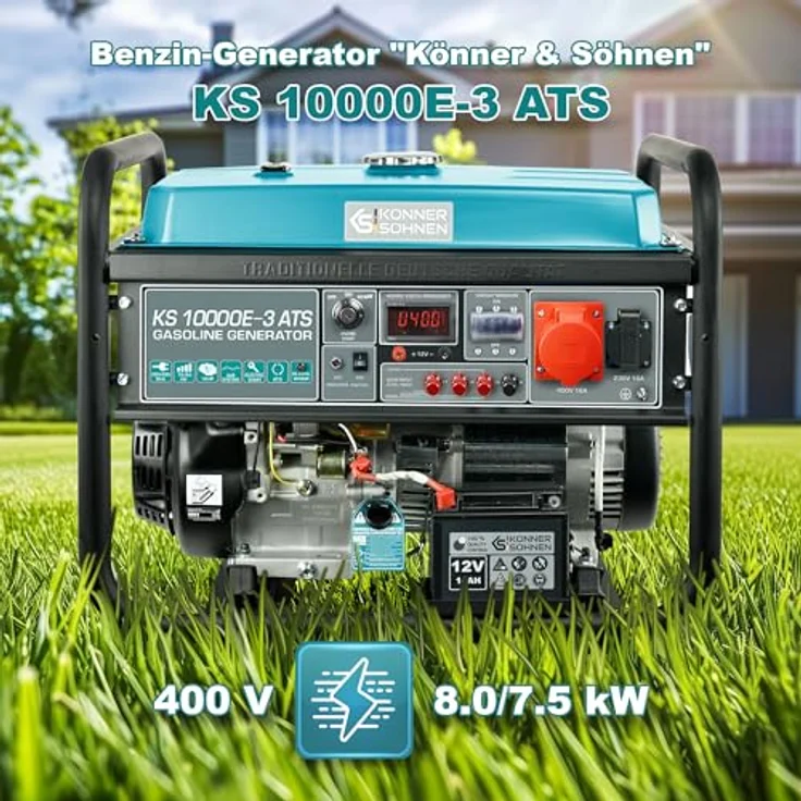 Könner & Söhnen KS 10000E-3 ATS Stromerzeuger Generator Benzin Notstromaggregat 8000 Watt, mit eingebauter ATS-Einheit (Automatischer Transferschalter) – Bild 2