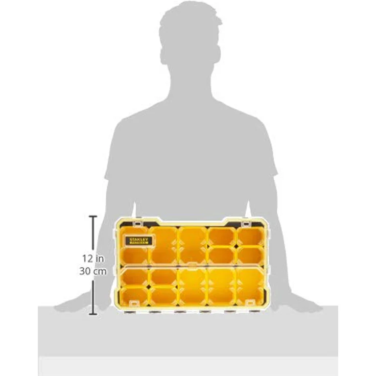 Stanley FatMax Profi-Organizer 2-3 - Zubehörbox (zum Verstauen und Transportieren von Kleinteilen und Zubehör, transparent, kratz-und schlagfest, stapelbar durch Seitenverriegelungssystem) FMST1-75779 – Bild 9